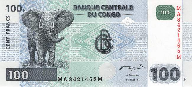 Kongo p.92A 100 Francs 2000